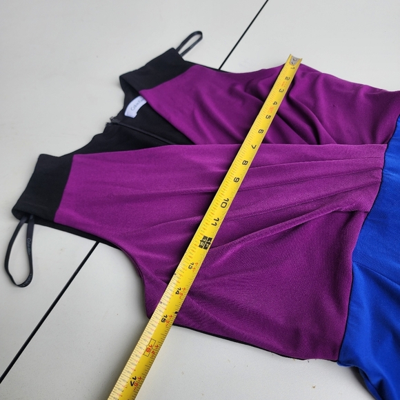 CALVIN KLEIN Sheath Dress Purple Black Blue Color Block Sleeveless Sletch Sz S - Picture 7 of 12